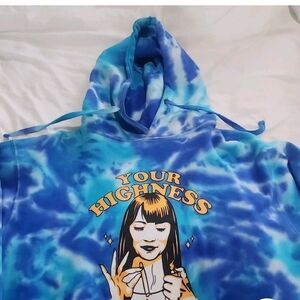 Blue Tie-Dye Hoodie with Graphic Print
